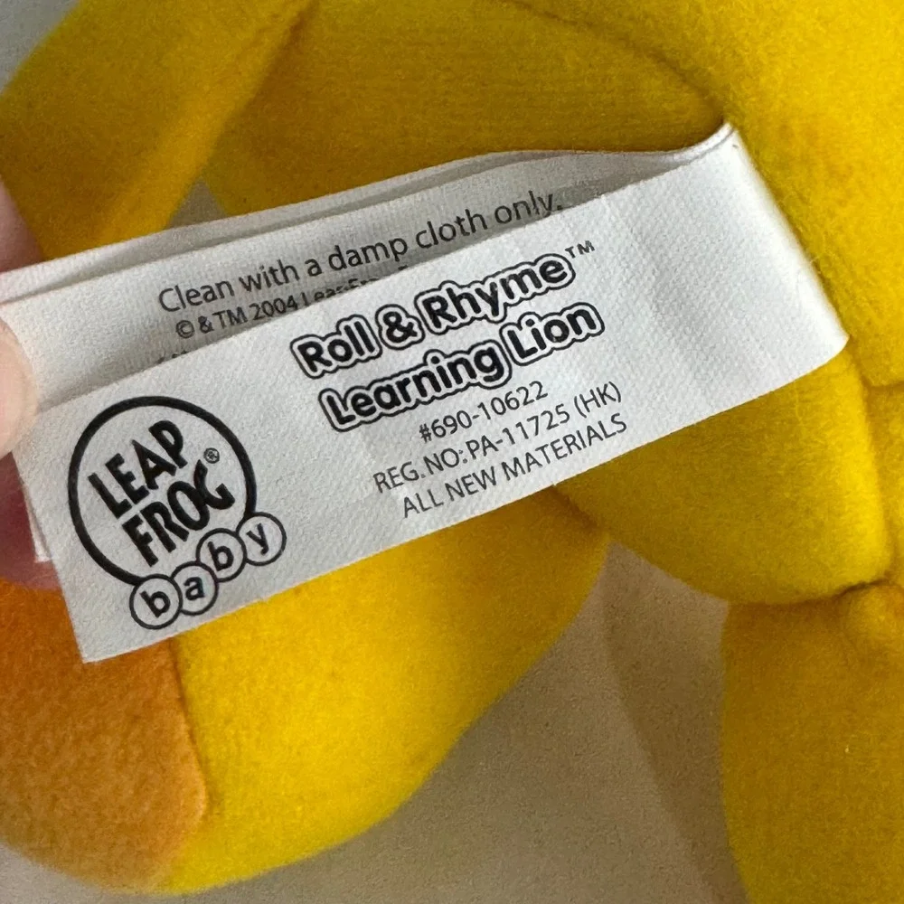Vintage LeapFrog Baby Roll & Rhyme Learning Lion Yellow Plush Rare 2004 Toy
